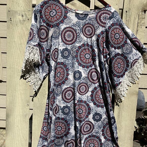 Cute S Boho Bell Sleeve Oversized  Dress - Picture 1 of 11